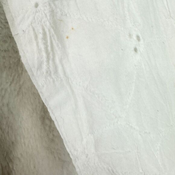 Finley Fishing Shirt White Eyelet Size Small Embroidered Cotton Vented Roll Tab - Picture 6 of 10